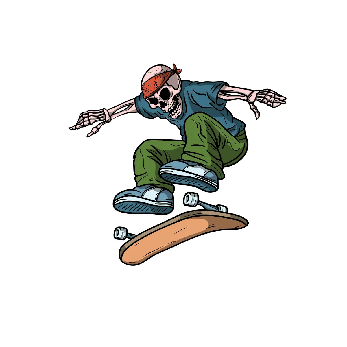 Skateboard skeleton apparel artwork